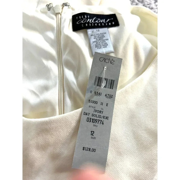 Cache Contour Collection Womens Dress Lined Back Zip Sleeveless Cream Size 12 NW - Picture 3 of 9